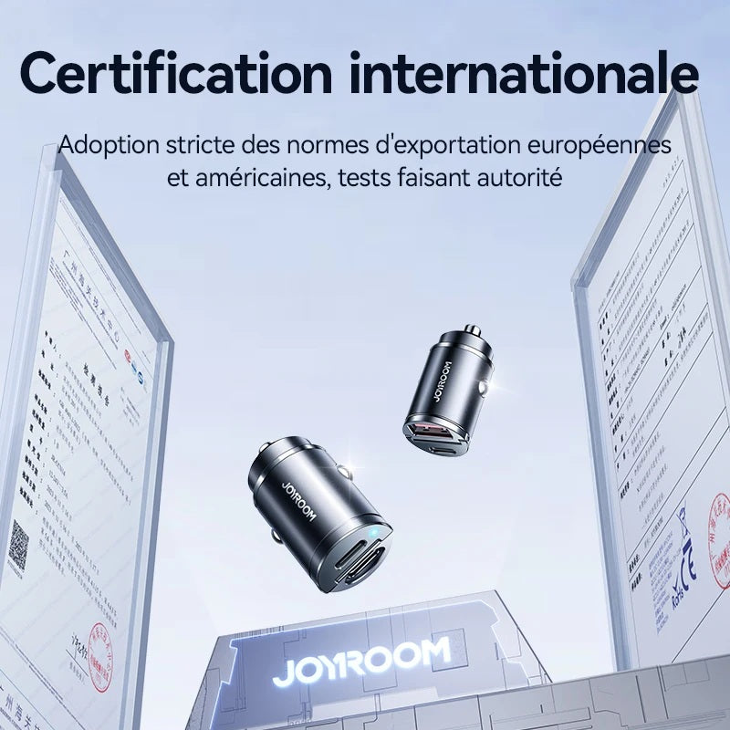 Chargeur Auto Compact – Mini Chargeur Métallique 30W Ultra-Discret