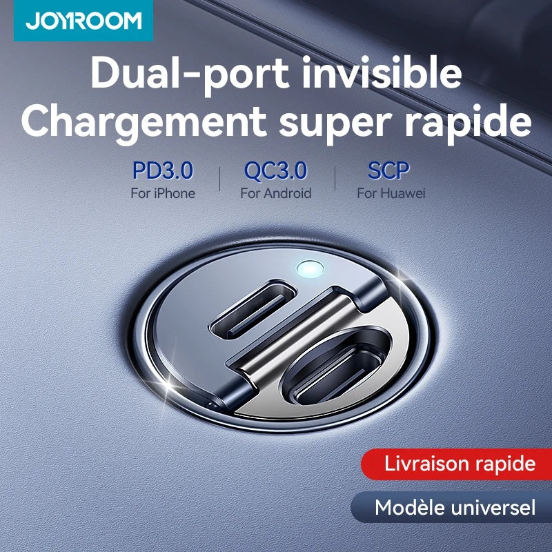 Chargeur Auto Compact – Mini Chargeur Métallique 30W Ultra-Discret