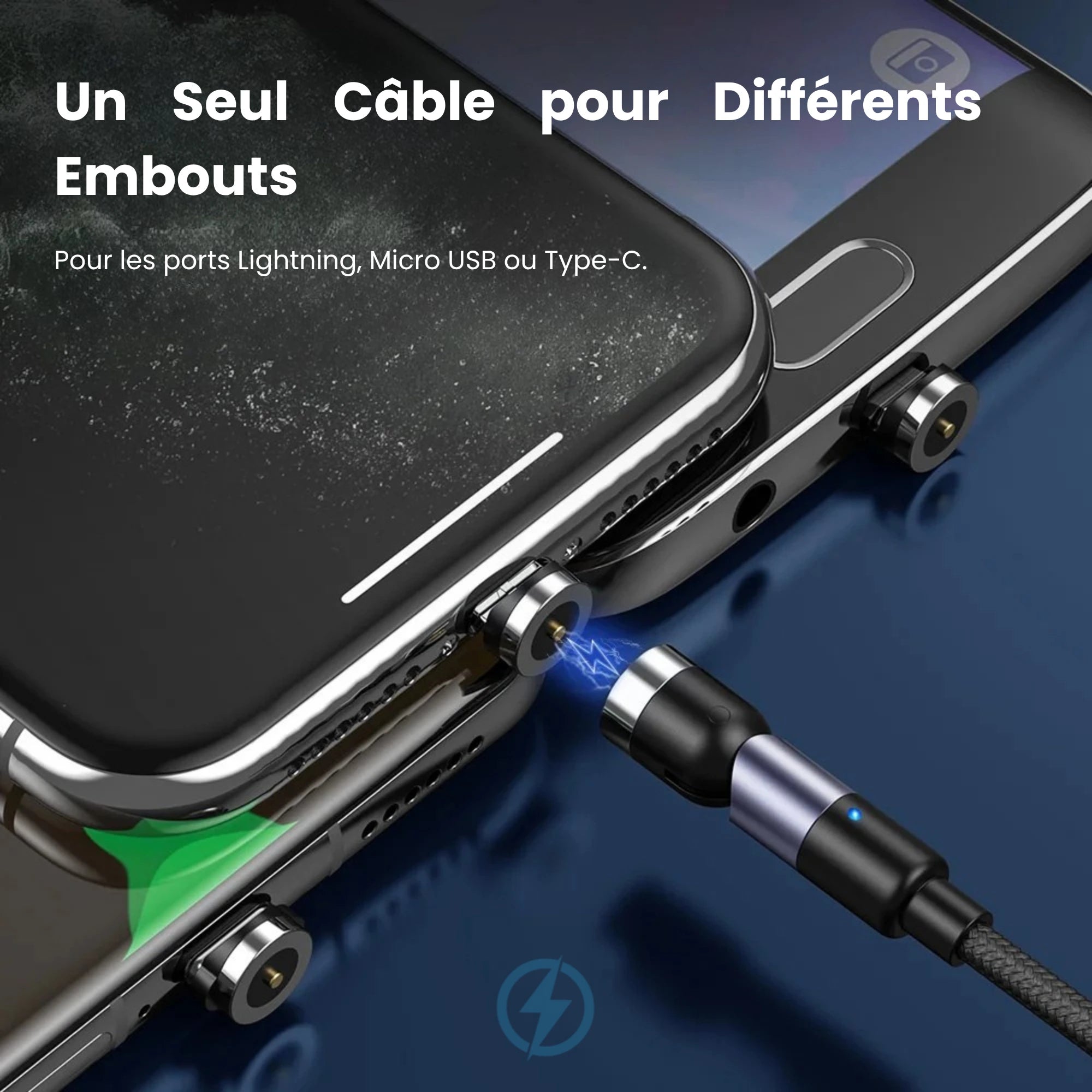 Câble de Recharge Magnétique 3-en-1 | Rotation 360°
