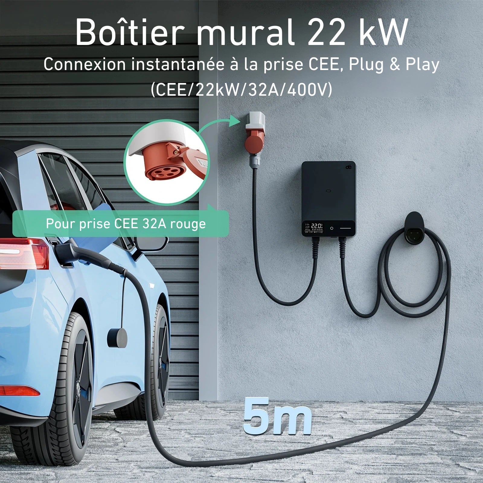 Wallbox Mobile 22kW - Plug-and-Play CEE avec App