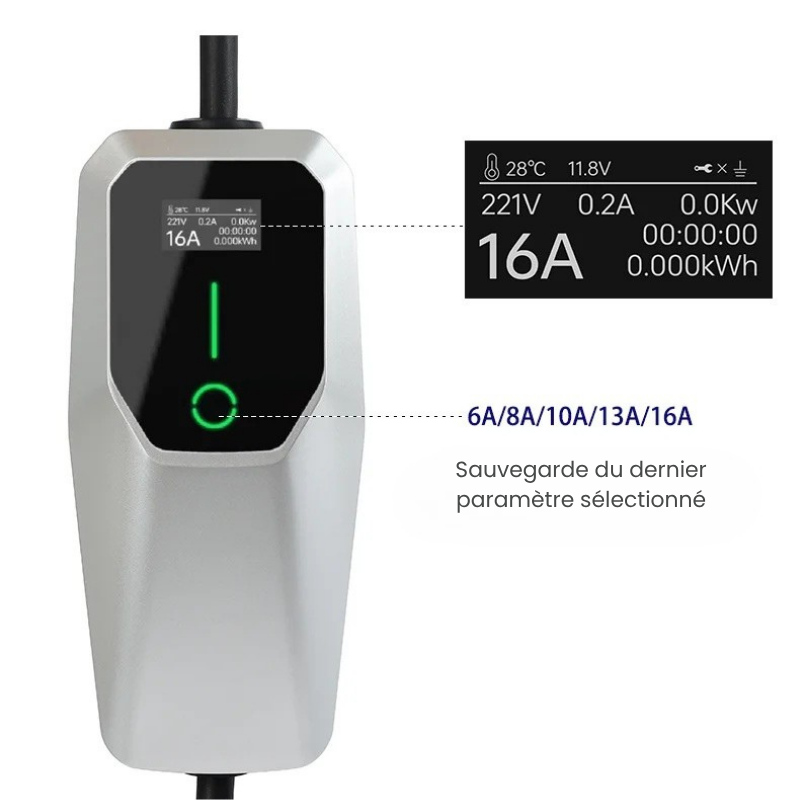 Chargeur Portable Nomade 3.6kW | Pour Voiture Électrique Type 2