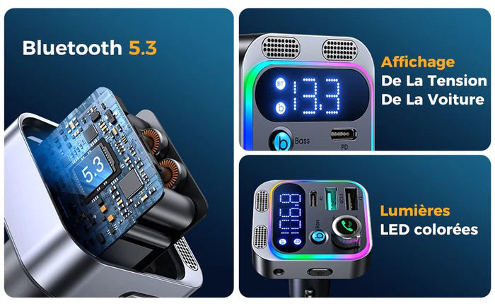 Transmetteur Bluetooth Premium – Centre Multimédia 48W avec Charge Rapide